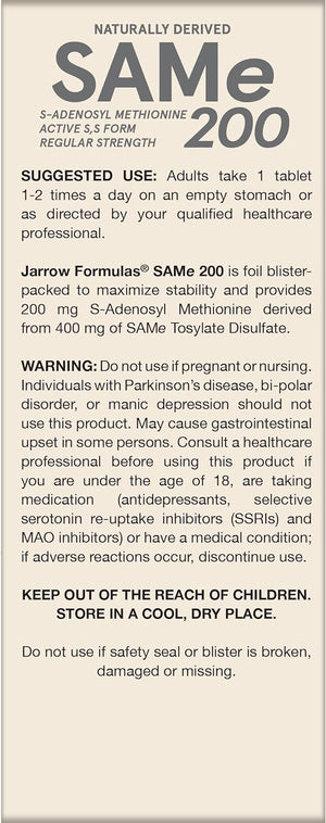 Jarrow Formulas SAMe 200Mg. 60 Tabletas