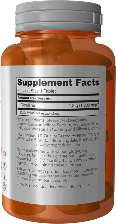 NOW Sports Nutrition L-Citrulline 1200Mg. 120 Tabletas