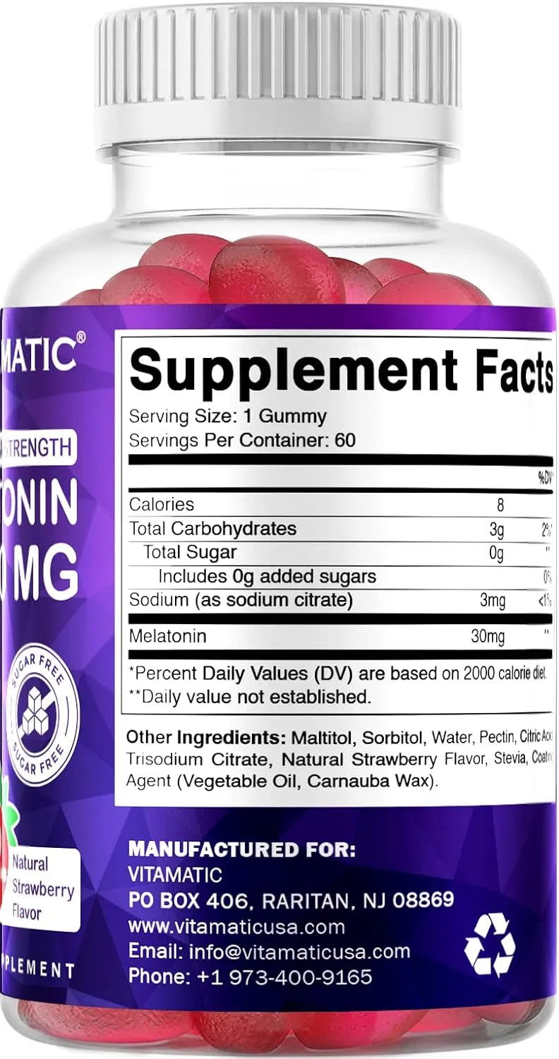 VITAMATIC - Vitamatic Sugar Free Melatonin 30Mg. 60 Gomitas - The Red Vitamin MX - Suplementos Alimenticios - {{ shop.shopifyCountryName }}