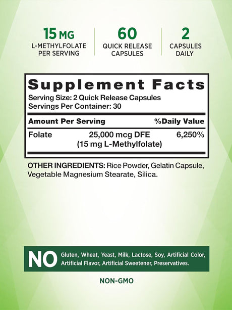 Nature's Truth L Methylfolate 15Mg. 60 Capsulas