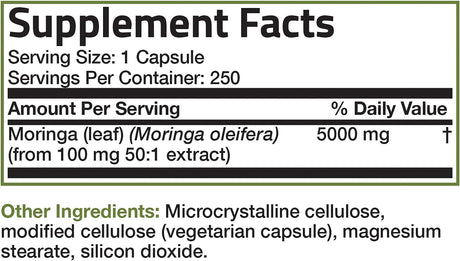 Bronson Moringa Oleifera 5000Mg. 250 Capsulas