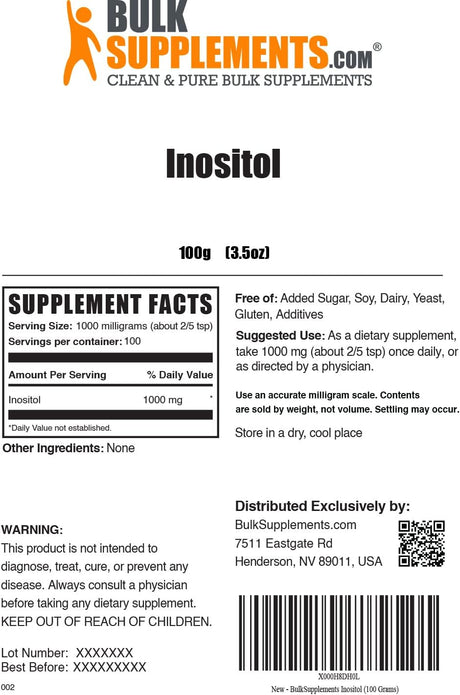 Bulk Supplements Inositol Powder 100Gr.