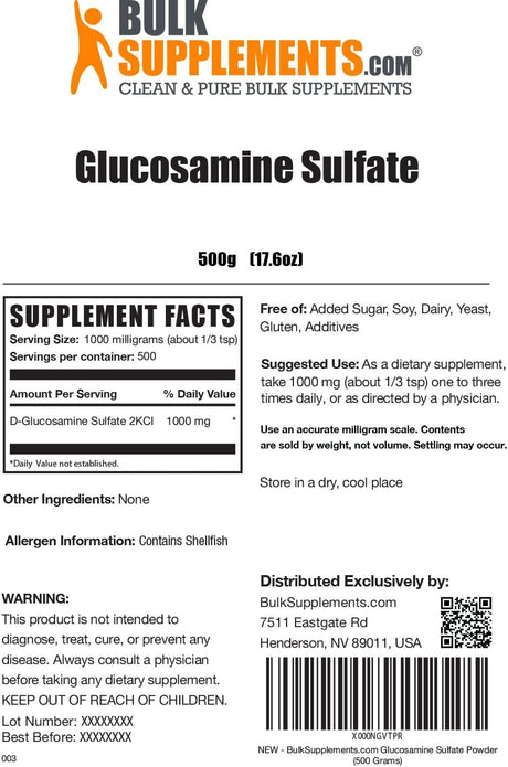 Bulk Supplements Glucosamine Sulfate Powder 500Gr.