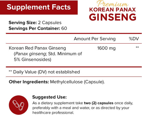NutriFlair Korean Red Panax Ginseng 1600Mg.  120 Capsulas