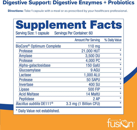Bariatric Fusion Digestive Support: Digestive Enzymes + Probiotic 60 Capsulas