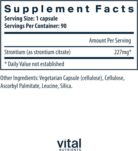 Vital Nutrients Strontium Citrate 90 Capsulas