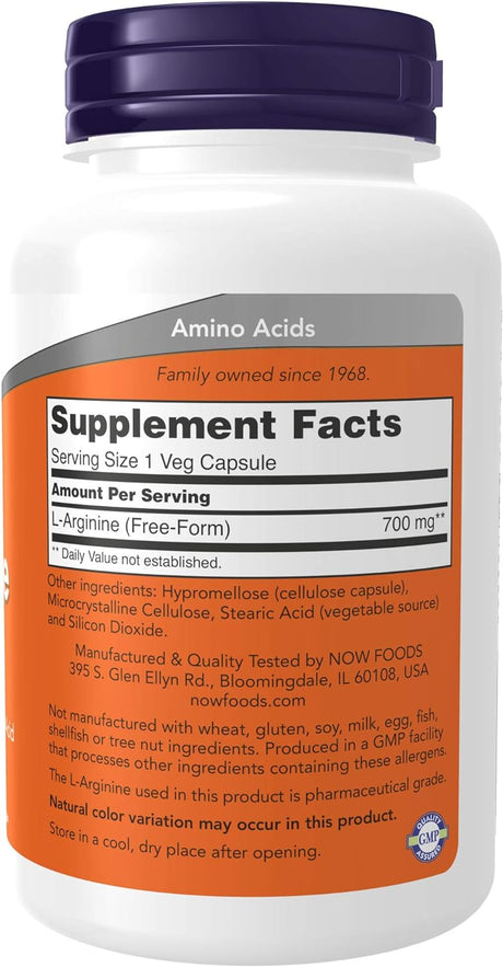 NOW Supplements L-Arginine 700Mg. 180 Capsulas 2 Pack