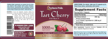 PURITAN'S PRIDE - Puritan's Pride Tart Cherry Extract 1000Mg. 120 Capsulas - The Red Vitamin MX - Suplementos Alimenticios - {{ shop.shopifyCountryName }}
