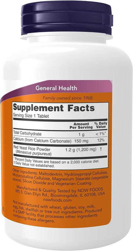 NOW Supplements Red Yeast Rice 1200Mg. 120 Capsulas