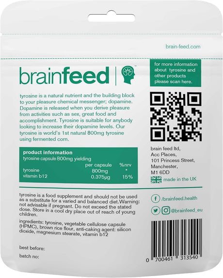 brain feed Natural Tyrosine 800Mg. 60 Capsulas