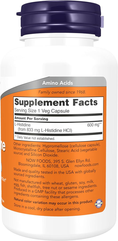 Now Supplements L-Histidine 600Mg. 60 Capsulas