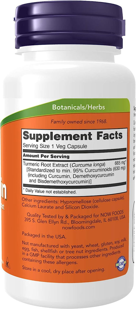 NOW Supplements Turmeric Curcumin 60 Capsulas