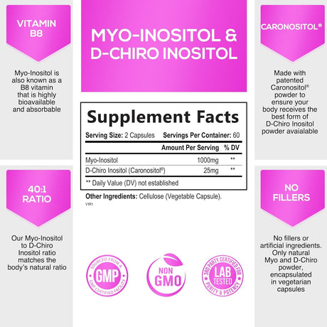 Nature's Glow Myo-Inositol & D-Chiro Inositol 120 Capsulas
