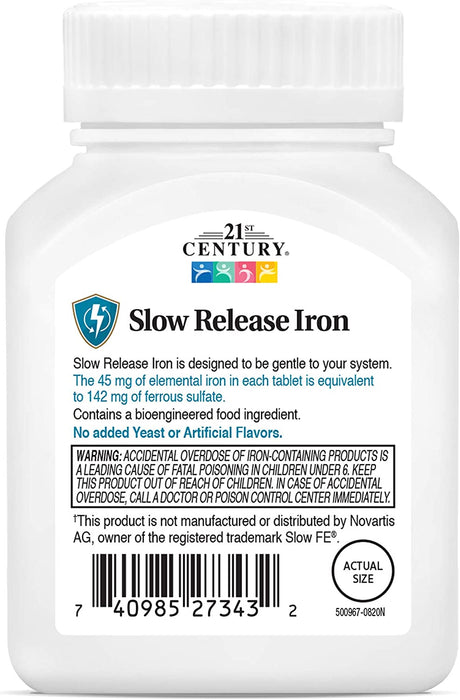 21st Century Slow Release Iron Tablets 60 Tabletas