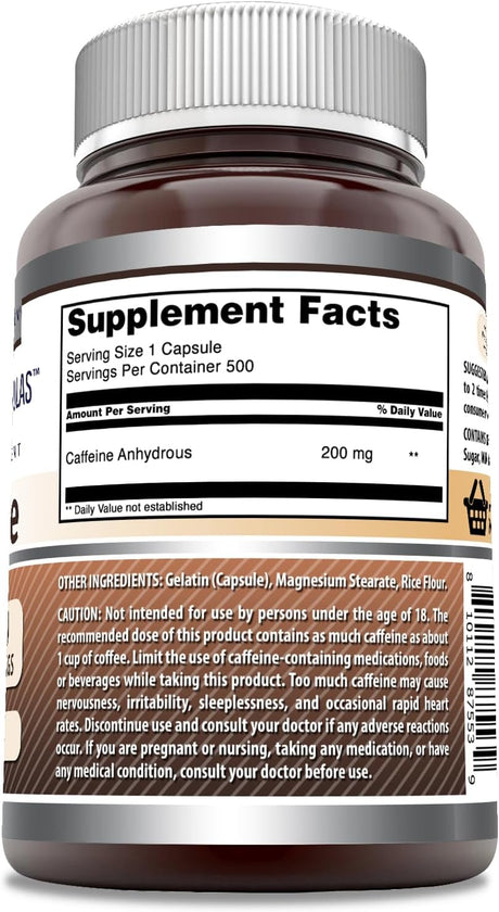 Amazing Formulas Caffeine 200Mg. 500 Capsulas