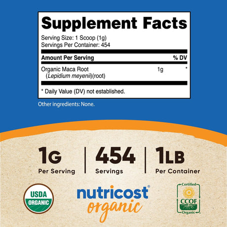 Nutricost Organic Maca Root Powder 1Lb.