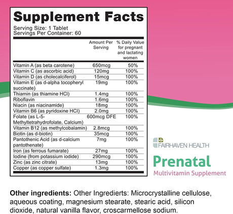 Fairhaven Health Peapod Prenatal Multivitamin 60 Tabletas