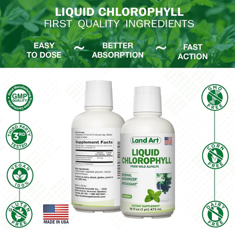 Land Art Liquid Chlorophyll Mint Flavored 473Ml.