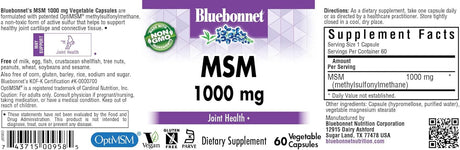 BlueBonnet MSM 1000Mg. 60 Capsulas