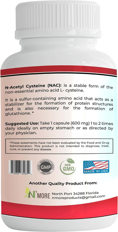 N'More N-Acetyl-Cysteine NAC 600Mg. 60 Capsulas