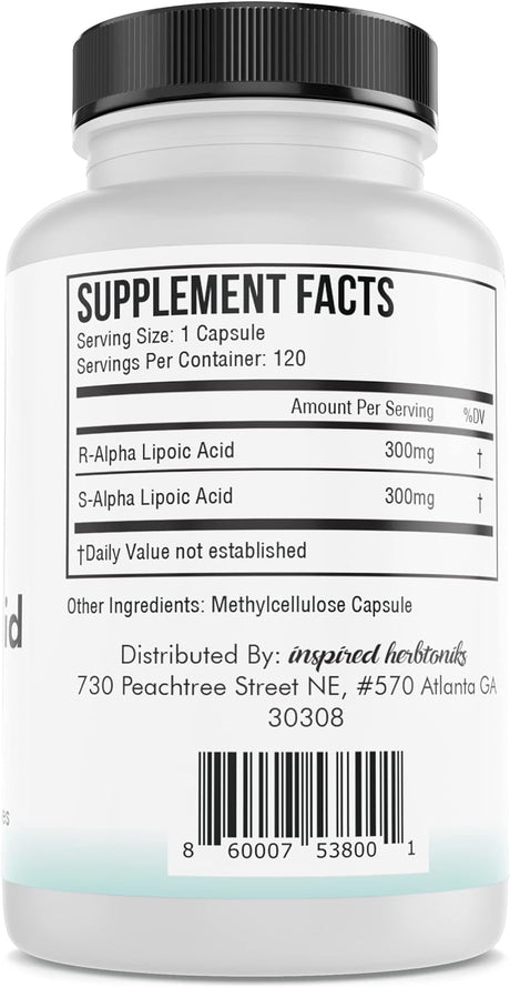 Inspired Herbtoniks Alpha Lipoic Acid 600Mg. 120 Capsulas