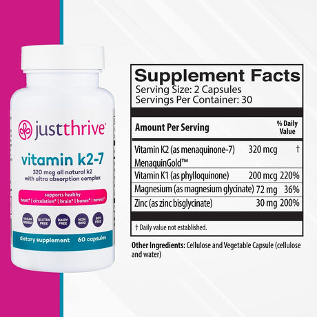 Just Thrive Vitamin K2-7 60 Capsulas