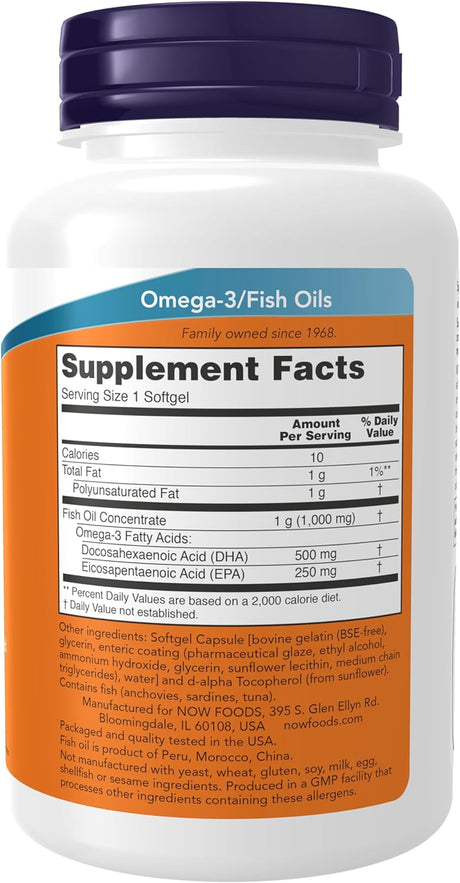 NOW Supplements DHA-500 with 250 EPA 90 Capsulas Blandas