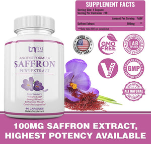 TIKI NATURE Saffron Extract Supplement 100Mg. 90 Capsulas