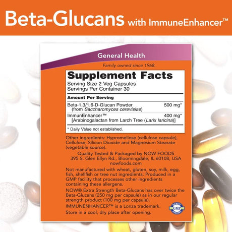 Now Supplements Beta-Glucans with ImmunEnhancer 120 Capsulas