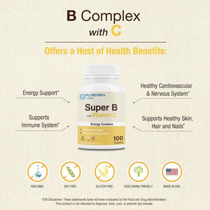 P PUREGEN LABS - Puregen Labs Super B Energy Complex with Vitamin C 100 Tabletas 3 Pack - The Red Vitamin MX - Suplementos Alimenticios - {{ shop.shopifyCountryName }}