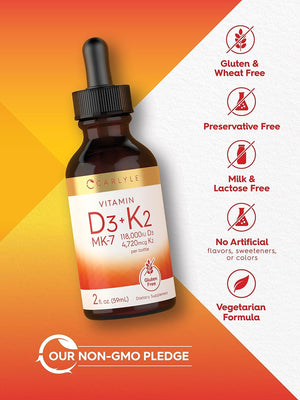 Carlyle Liquid Vitamin D3 with K2 Drops 59Ml.