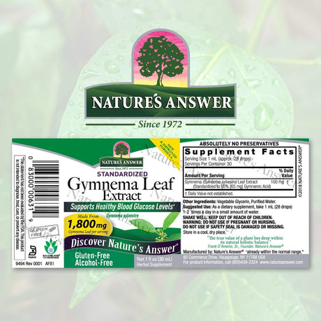 Nature's Answer Alcohol-Free Gymnema Leaf 30Ml.