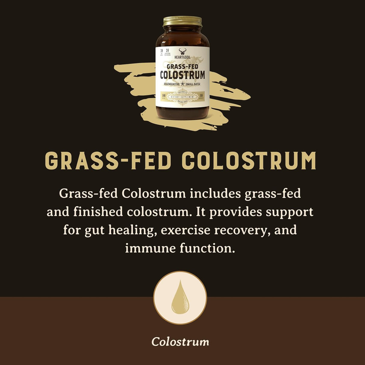 Heart & Soil Grass-Fed Colostrum 180 Capsulas