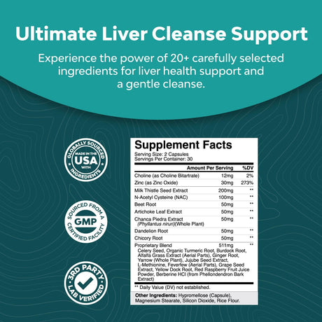 Natures Craft Liver Support Supplement with NAC 60 Capsulas