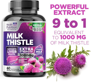 HEALTH NUTRITION NATURALS - Health Nutrition Naturals Milk Thistle Extract 1000Mg. 60 Capsulas - The Red Vitamin MX - Suplementos Alimenticios - {{ shop.shopifyCountryName }}