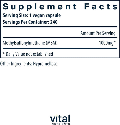 Vital Nutrients MSM 1000Mg. 240 Capsulas