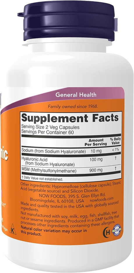 NOW Supplements Hyaluronic Acid 50Mg. 120 Capsulas
