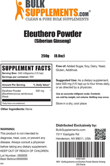 Bulk Supplements Eleuthero Root Powder 250Gr.