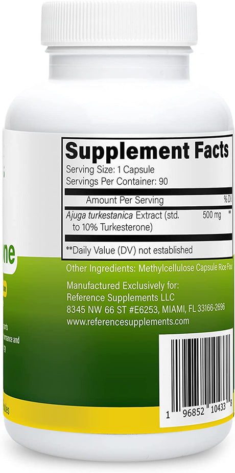 Reference Supplements Turkesterone Supplement 500Mg. 90 Capsulas