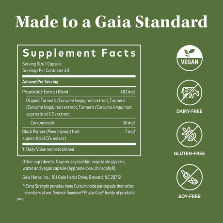 Gaia Herbs Turmeric Supreme Extra Strength 60 Capsulas