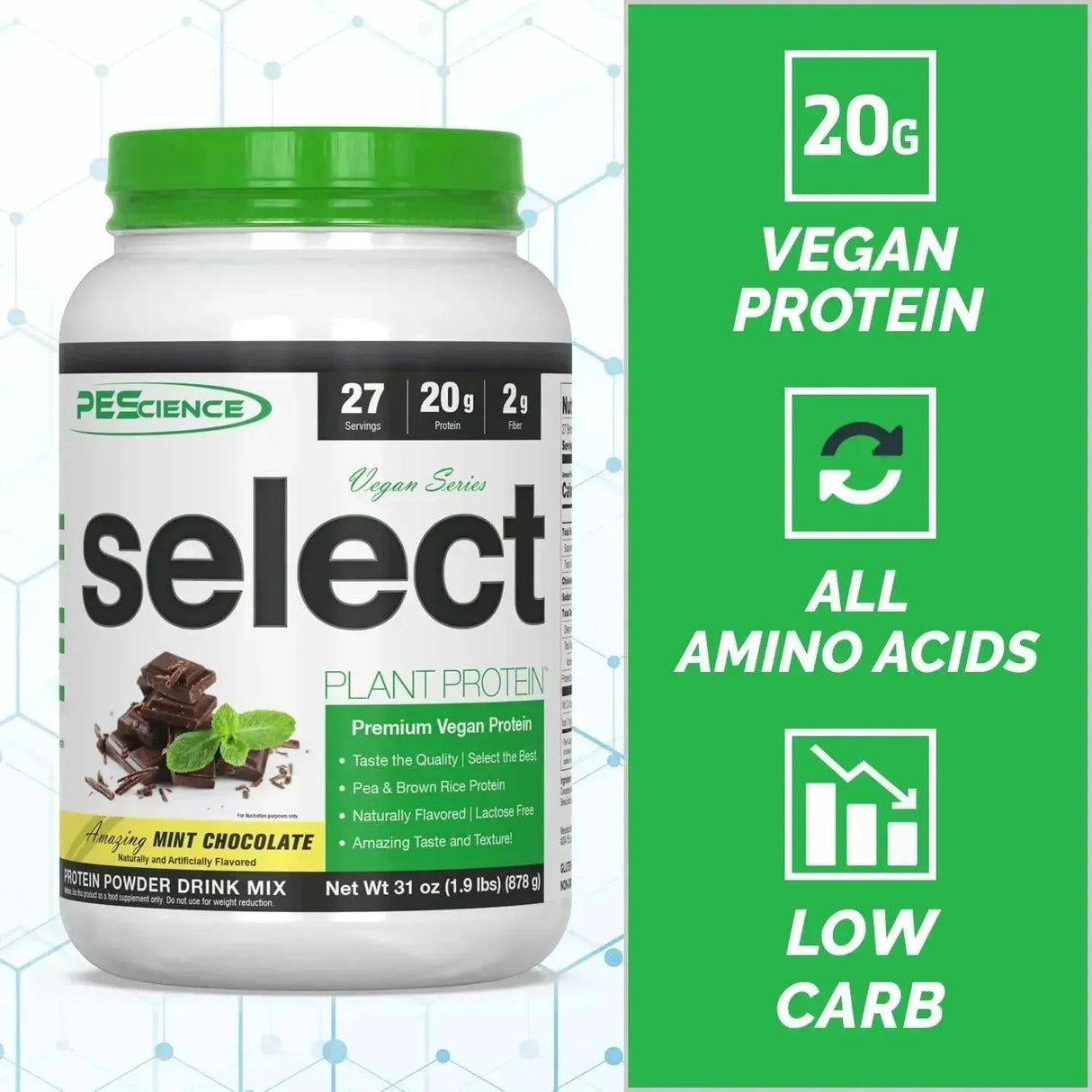 PESCIENCE - PEScience Select Vegan Plant Based Protein Powder Mint Chocolate 27 Servicios 878Gr. - The Red Vitamin MX - Suplementos Alimenticios - {{ shop.shopifyCountryName }}