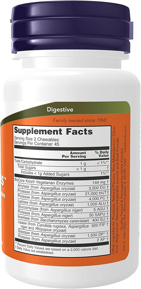 NOW Supplements ChewyZymes 180 Tabletas Masticables