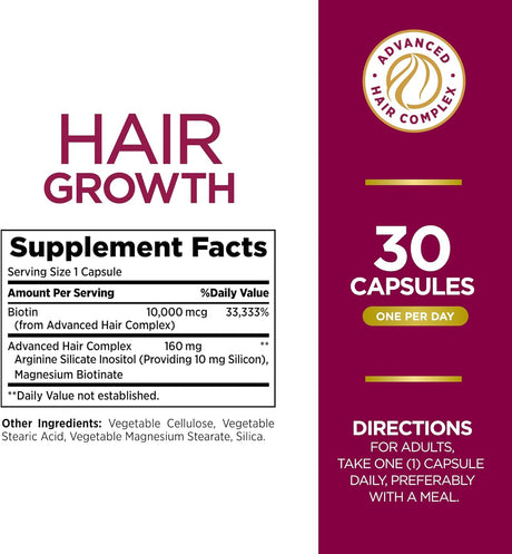 Nature's Bounty Hair Growth 30 Capsulas