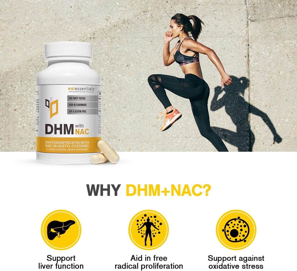 WELESSENTIALS Dihydromyricetin DHM with NAC 650Mg. 60 Capsulas