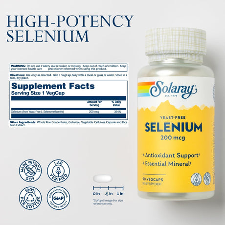 Solaray Yeast Free Selenium 200mcg 90 Capsulas
