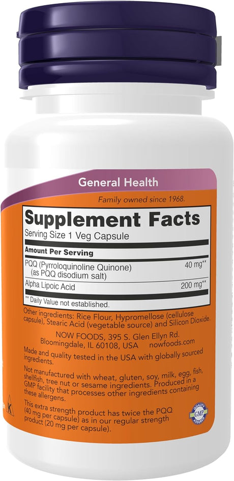 Now Supplements Extra Strength PQQ 40Mg. 50 Capsulas