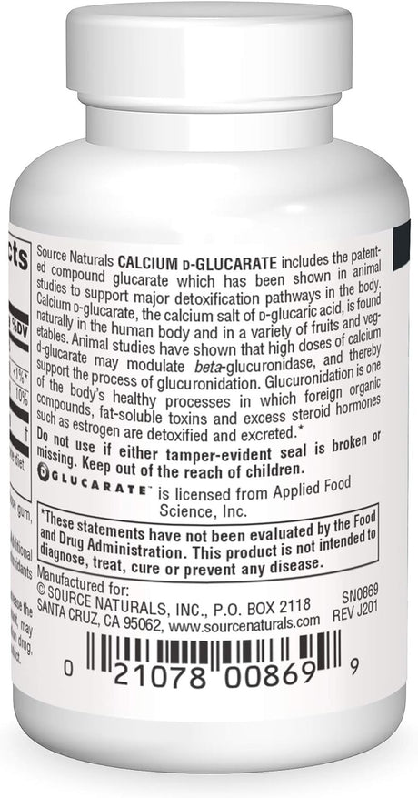 Source Naturals Calcium D-Glucarate 500Mg. 30 Tabletas