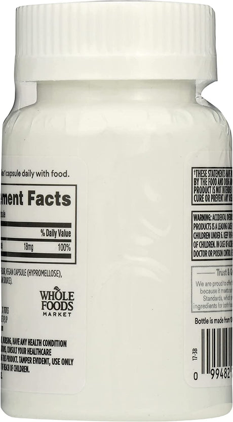 365 by Whole Foods Market, Iron Chelated 18Mg. 100 Capsulas