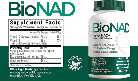 BioNAD NAD+ Booster 60 Capsulas