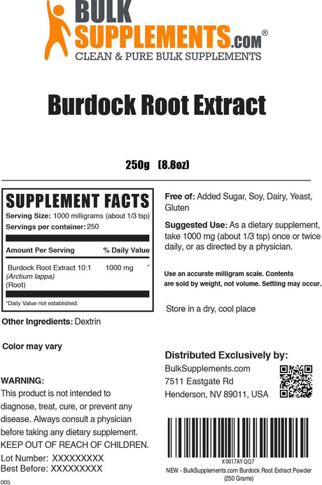 Bulk Supplements Burdock Root Extract Powder 250Gr.